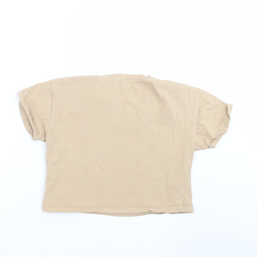 New Look Girls Beige   Cropped T-Shirt Size 9 Years  - hearts