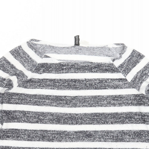 Divided by H&M Womens Blue Striped Knit Pullover Jumper Size XS