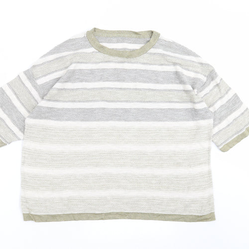 Marks and Spencer Womens Green Striped Knit Pullover Jumper Size 16