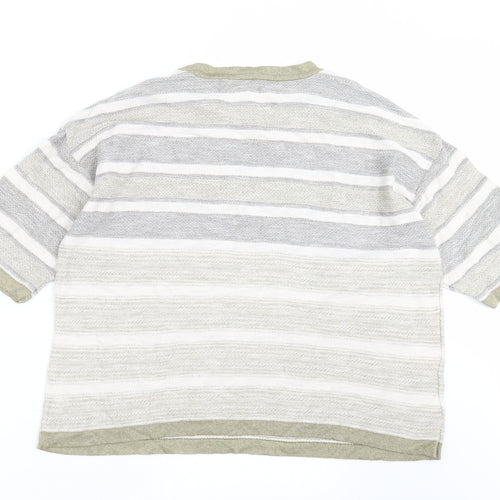 Marks and Spencer Womens Green Striped Knit Pullover Jumper Size 16