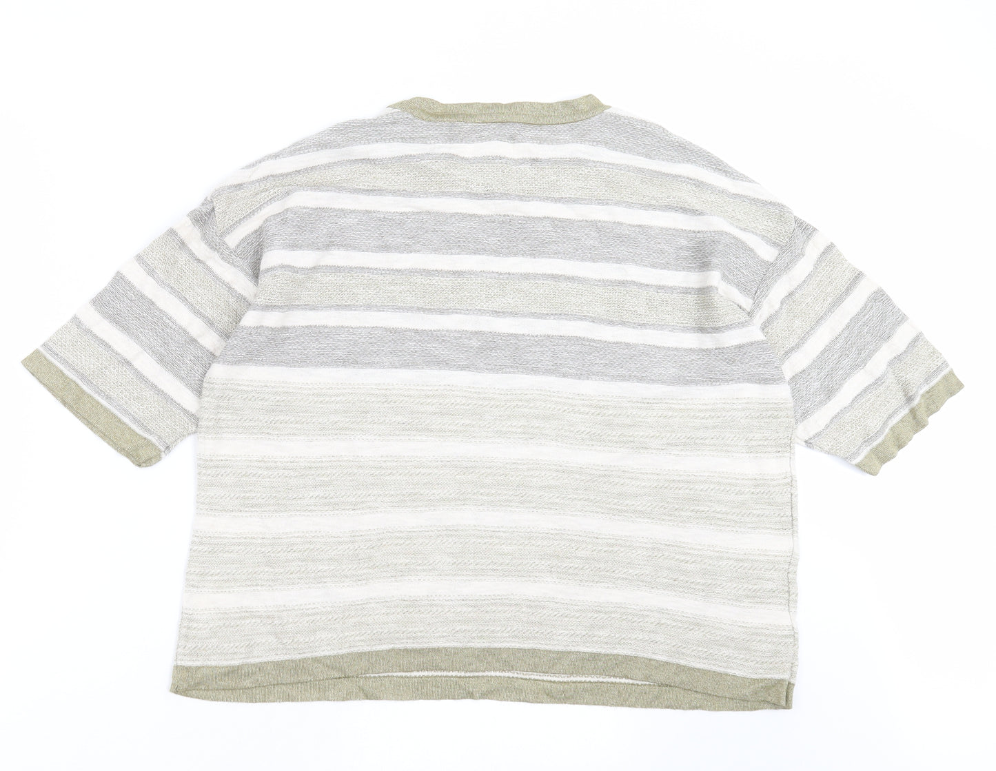 Marks and Spencer Womens Green Striped Knit Pullover Jumper Size 16