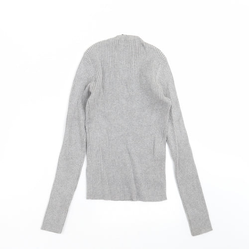 FOREVER 21 Womens Grey Striped Knit Pullover Jumper Size S