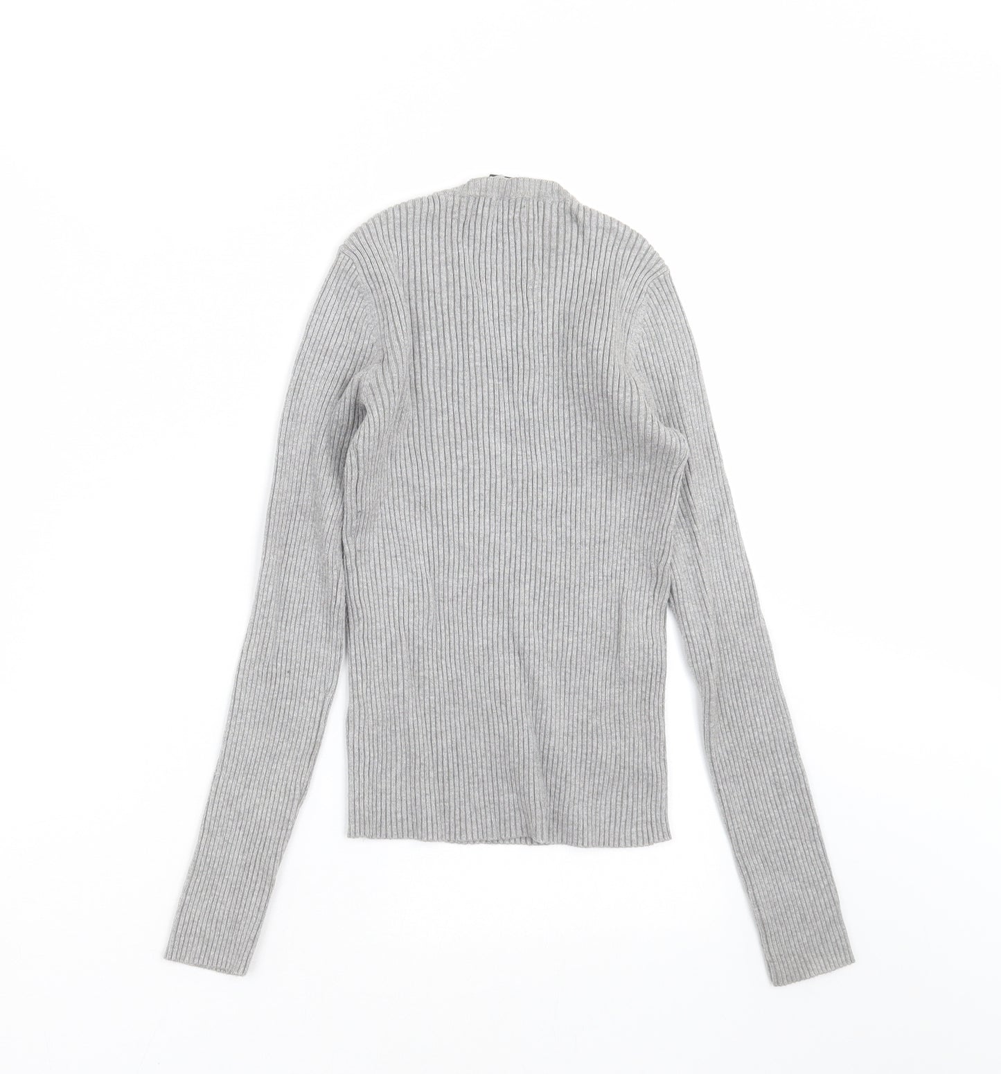 FOREVER 21 Womens Grey Striped Knit Pullover Jumper Size S