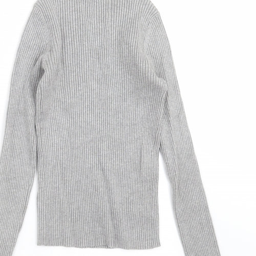 FOREVER 21 Womens Grey Striped Knit Pullover Jumper Size S