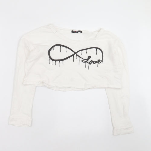 Rock & Rose Womens White   Cropped T-Shirt Size L  - love