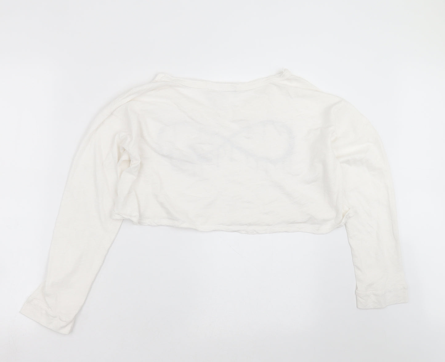 Rock & Rose Womens White   Cropped T-Shirt Size L  - love