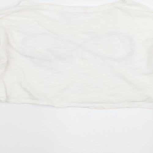 Rock & Rose Womens White   Cropped T-Shirt Size L  - love