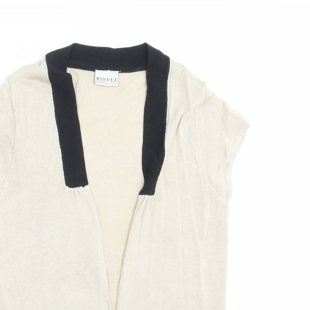 MINUET Womens Beige  Knit Cardigan Jumper Size 12