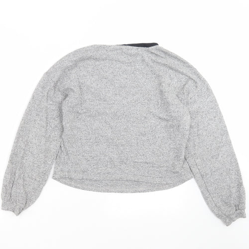 New Look Womens Grey Geometric Knit Pullover Jumper Size S