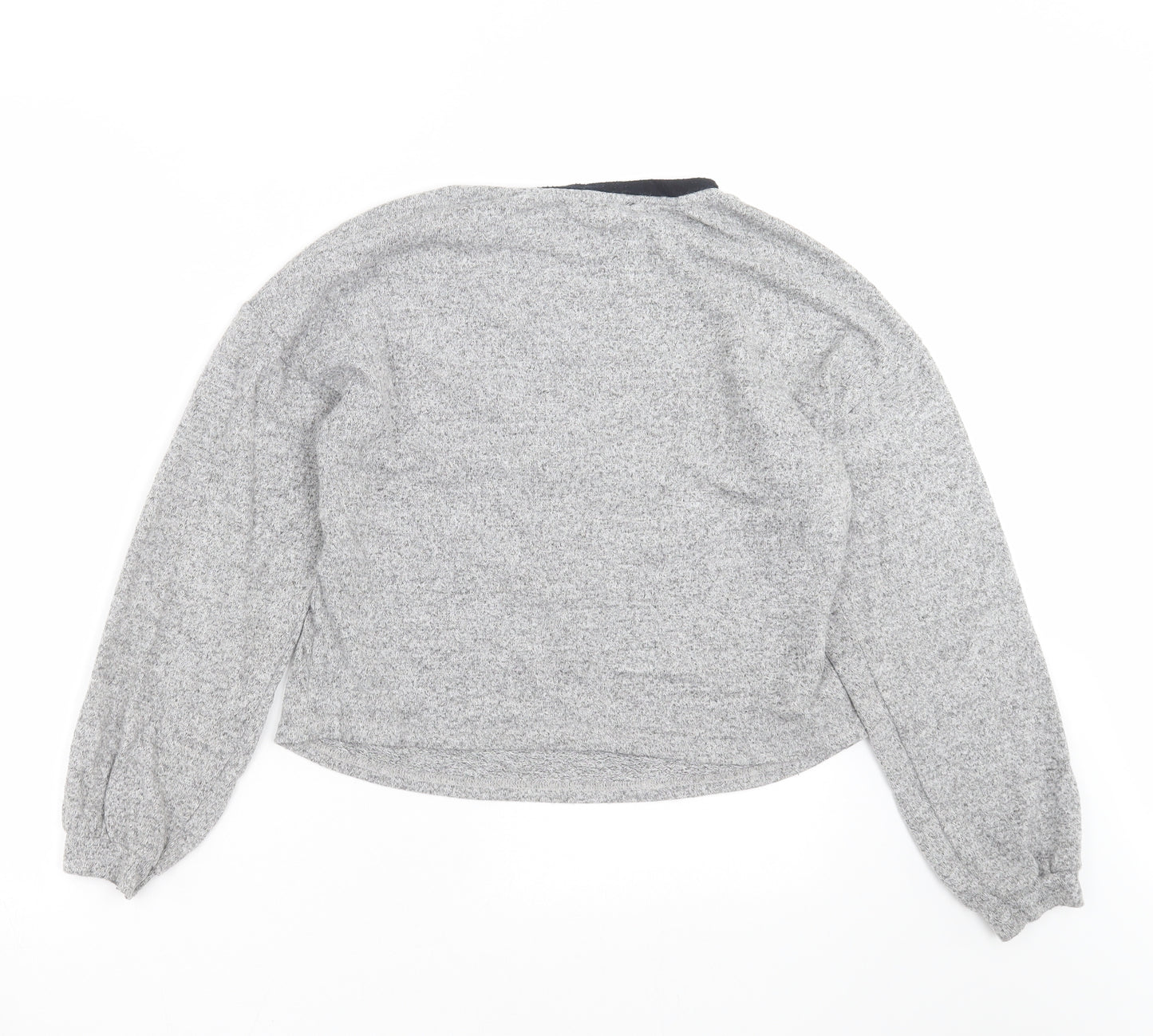 New Look Womens Grey Geometric Knit Pullover Jumper Size S