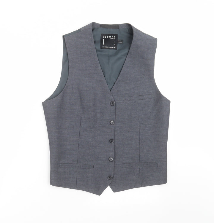 Topman Mens Blue   Jacket Suit Waistcoat Size 40