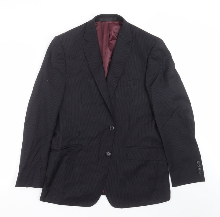 Marks and Spencer Mens Black Striped  Jacket Suit Jacket Size 42