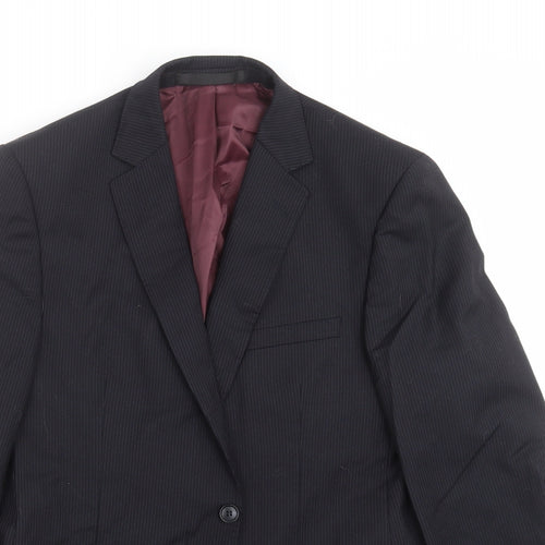 Marks and Spencer Mens Black Striped  Jacket Suit Jacket Size 42