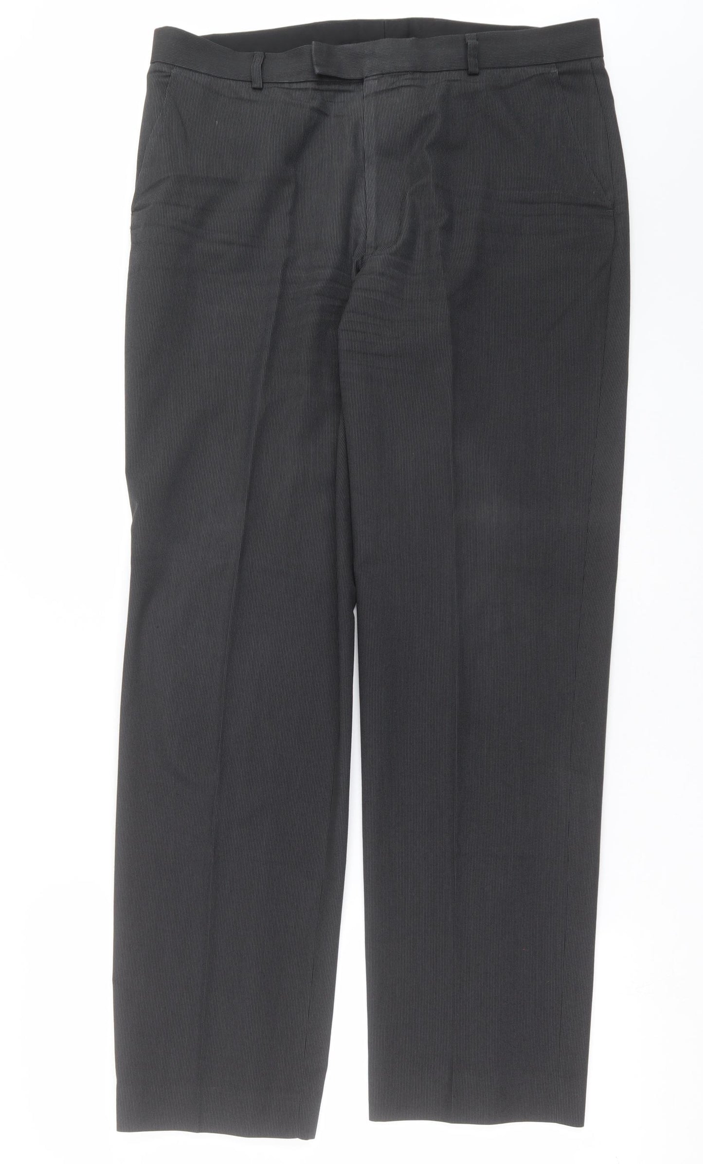 Marks and Spencer Mens Grey Striped  Trousers  Size 36 in L32 in
