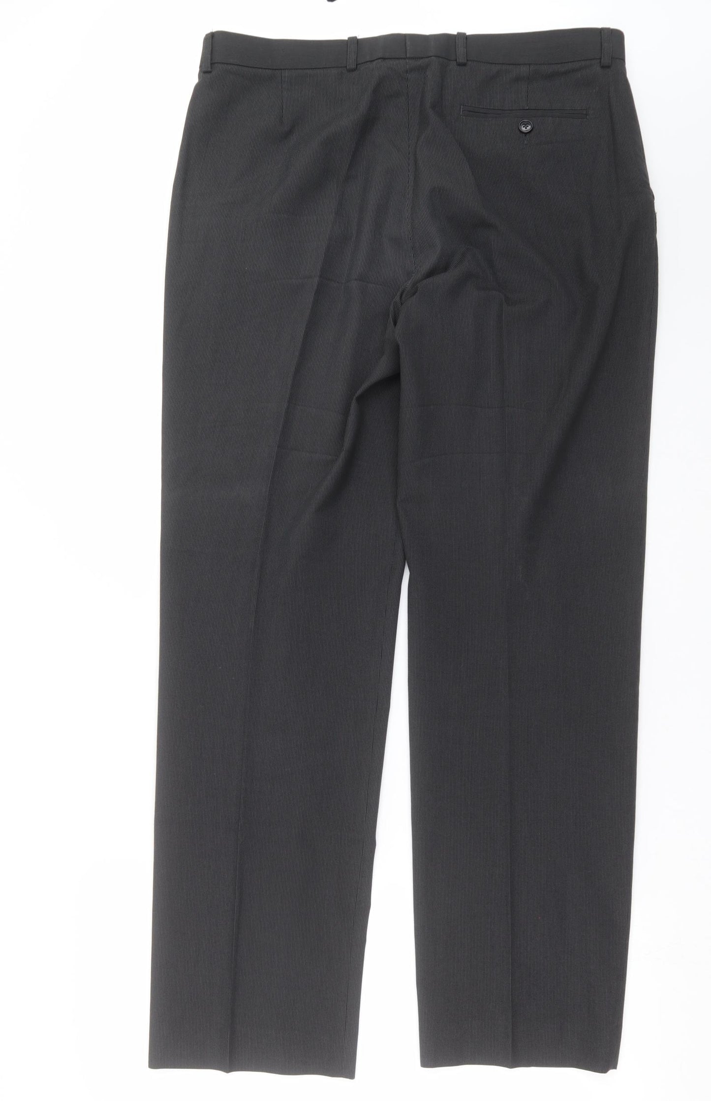Marks and Spencer Mens Grey Striped  Trousers  Size 36 in L32 in