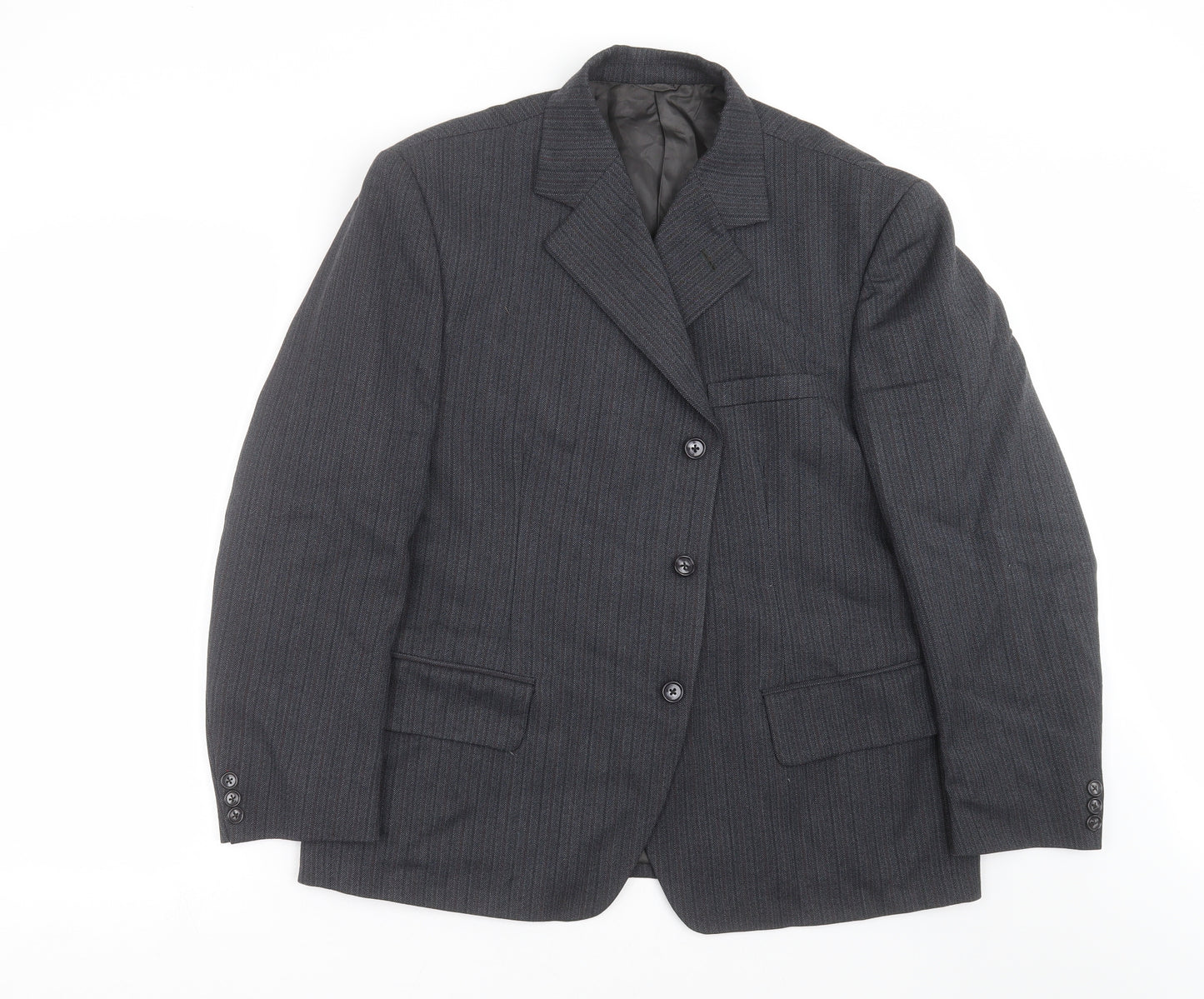 Preworn Mens Blue Herringbone  Jacket Suit Jacket Size 46