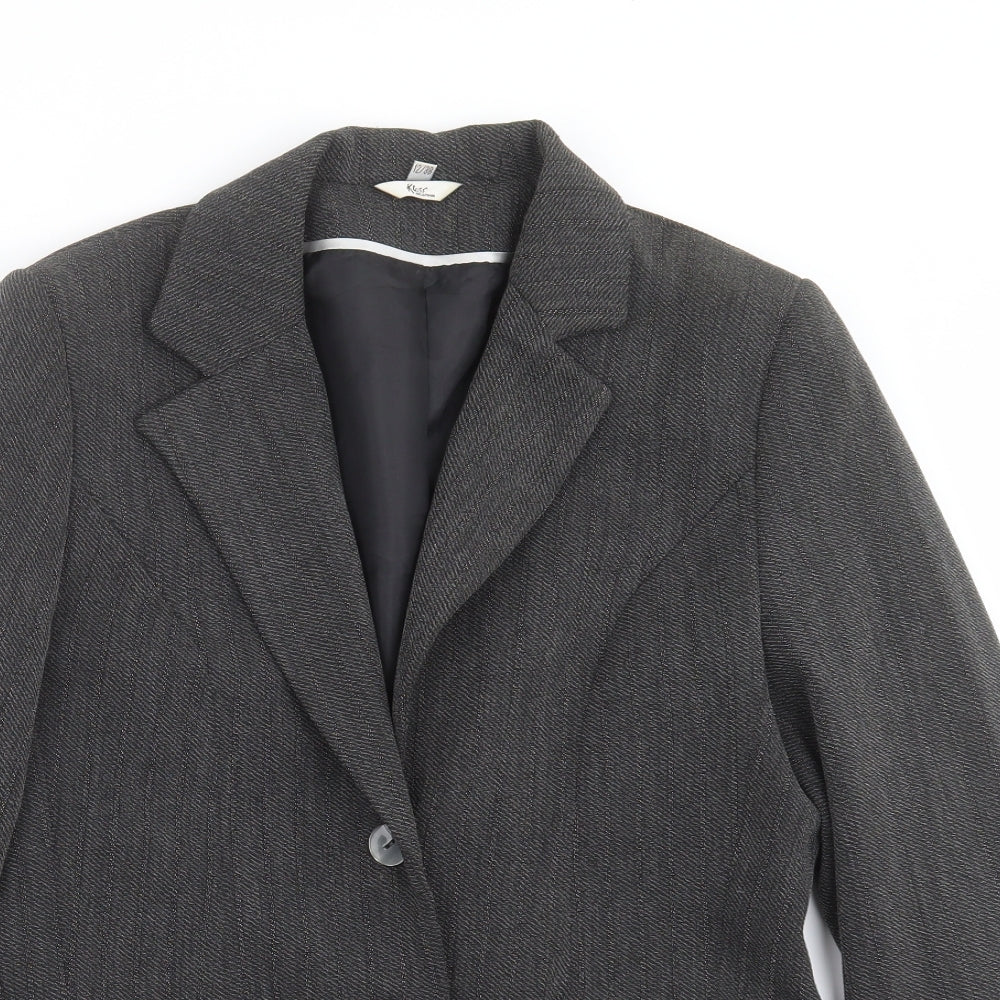 Klass Collection Womens Grey Striped  Jacket Suit Jacket Size 12