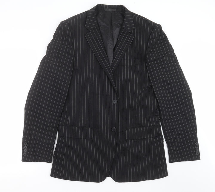 Butler & Webb Mens Black Striped Jacket Suit Jacket Size 38