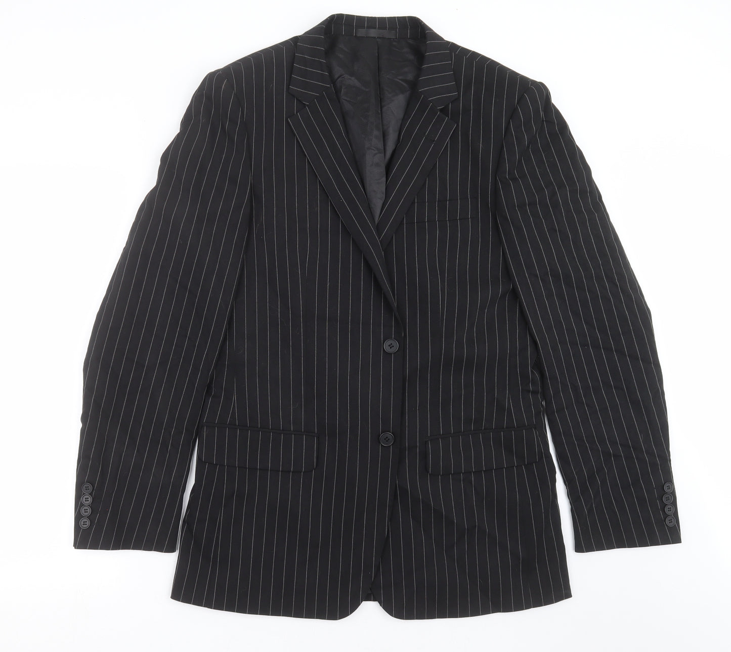 Butler & Webb Mens Black Striped  Jacket Suit Jacket Size 38