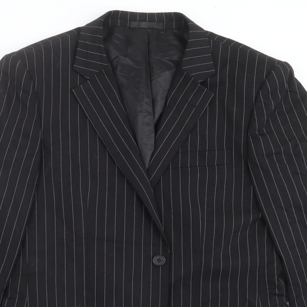 Butler & Webb Mens Black Striped  Jacket Suit Jacket Size 38