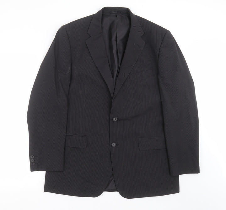 Scott & Taylor Mens Black Striped  Jacket Suit Jacket Size 42