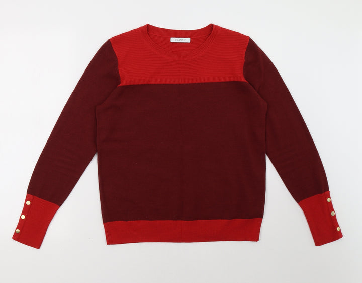 Marks and Spencer Womens Red Striped Pullover Sweatshirt Size 12