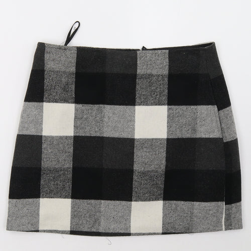 Matalan Womens Grey Check  A-Line Skirt Size 12