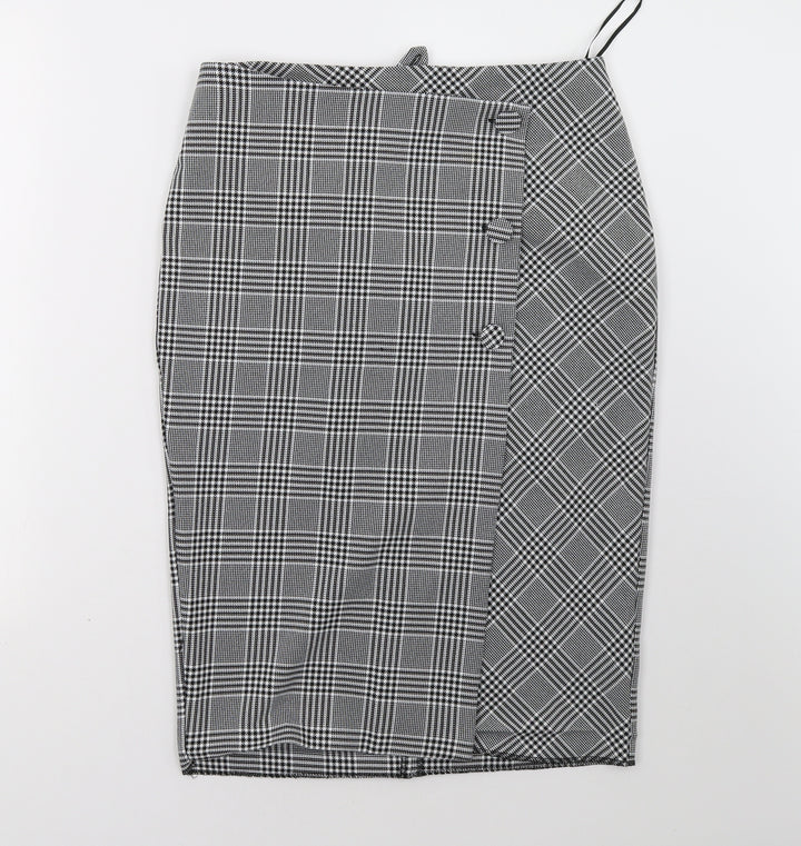 Matalan Womens Grey Check A-Line Skirt Size 10