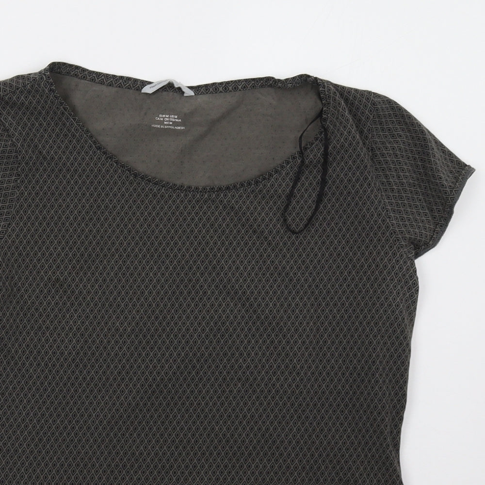 H&M Womens Grey Geometric  Basic T-Shirt Size M