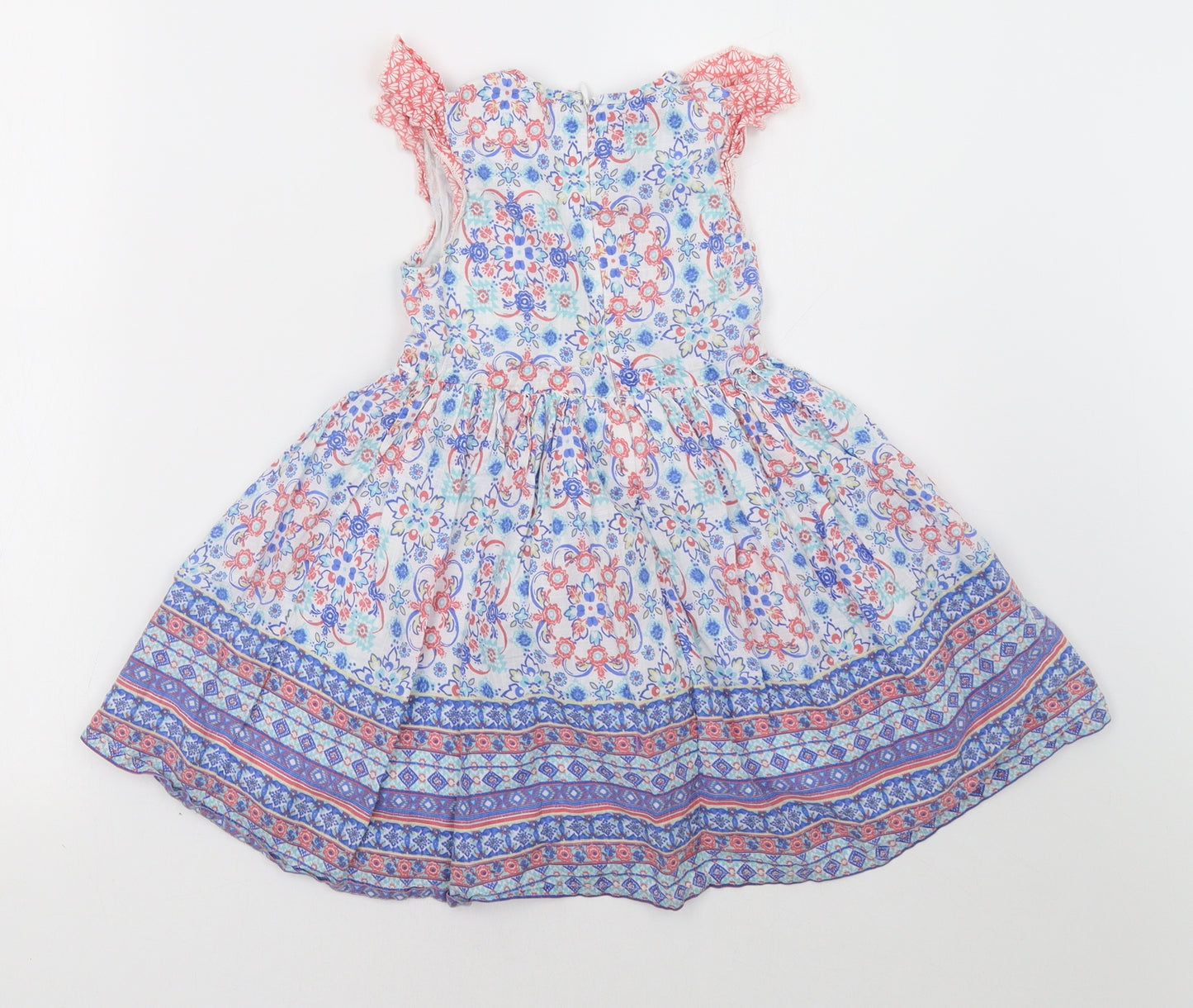Monsoon Girls Blue Geometric  A-Line  Size 3 Years