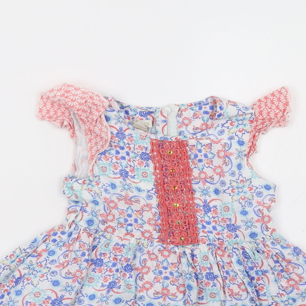 Monsoon Girls Blue Geometric  A-Line  Size 3 Years