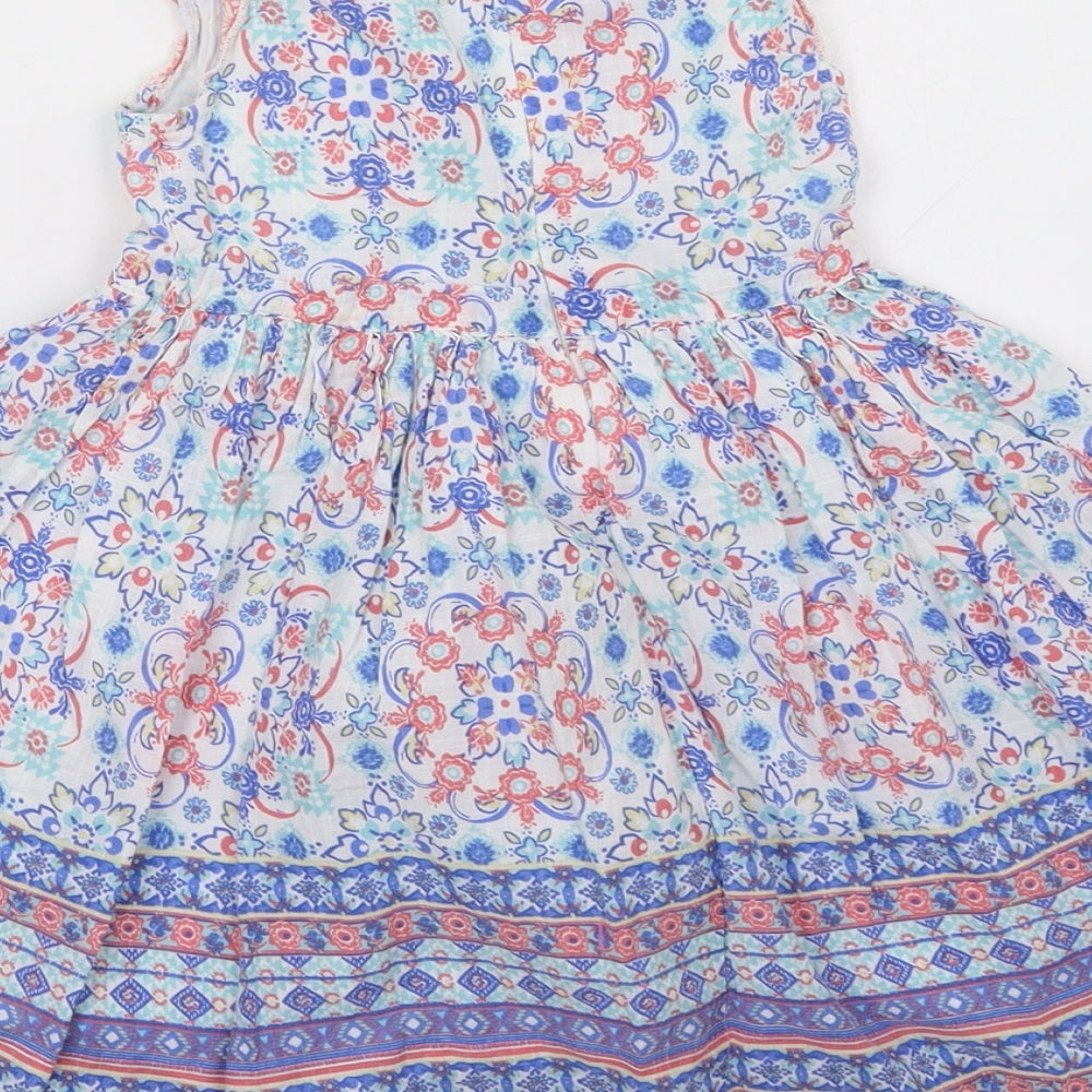 Monsoon Girls Blue Geometric  A-Line  Size 3 Years