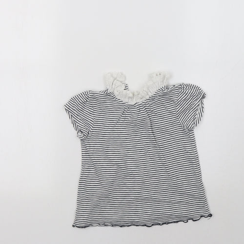 NEXT Girls White Striped  Basic T-Shirt Size 2-3 Years