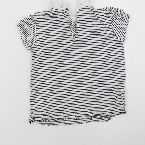 NEXT Girls White Striped  Basic T-Shirt Size 2-3 Years