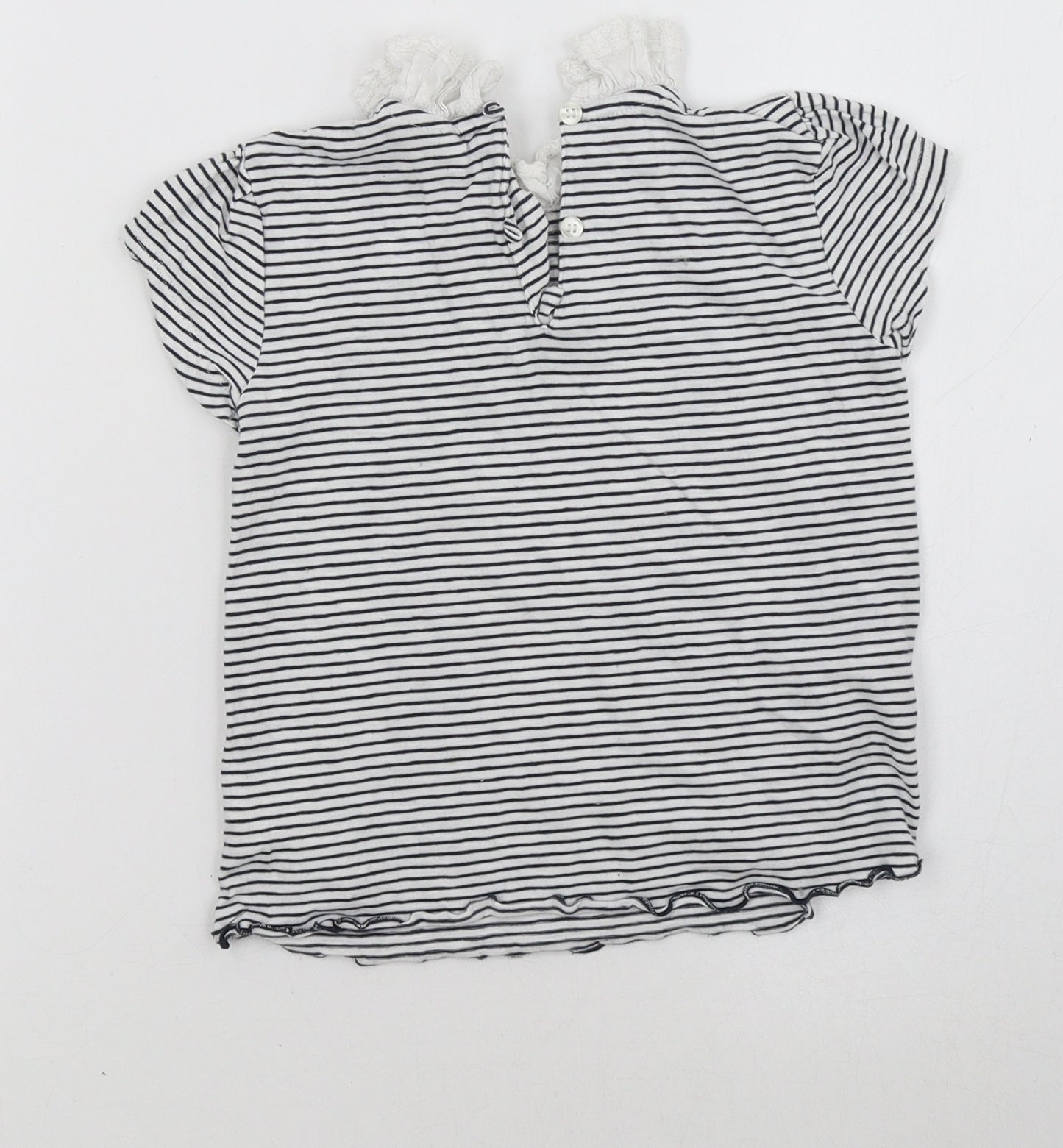 NEXT Girls White Striped  Basic T-Shirt Size 2-3 Years