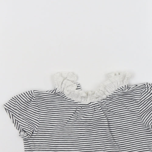 NEXT Girls White Striped  Basic T-Shirt Size 2-3 Years
