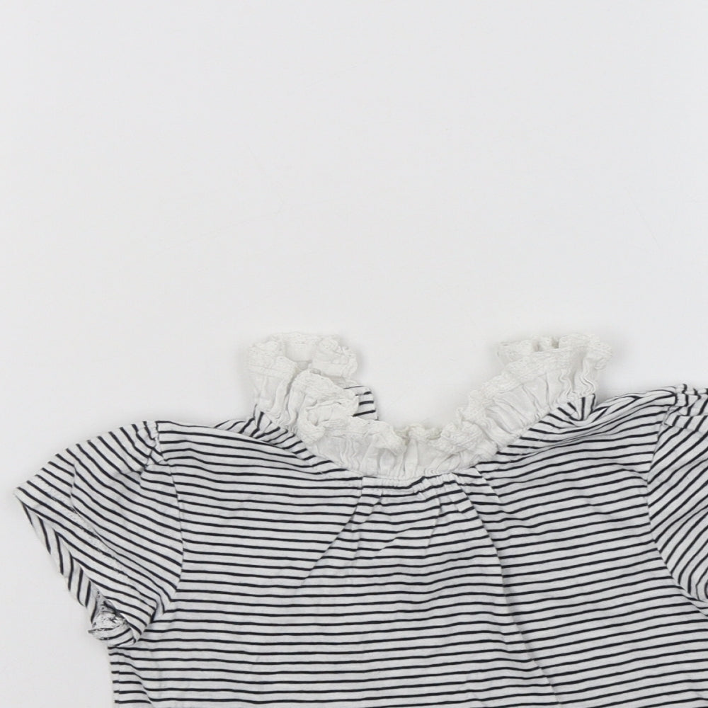 NEXT Girls White Striped  Basic T-Shirt Size 2-3 Years