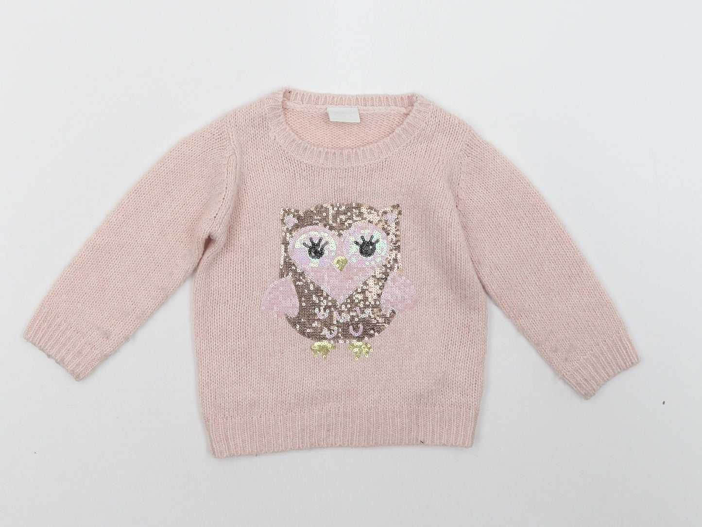 F&F Girls Pink  Knit Pullover Jumper Size 12-18 Months