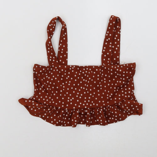 Missguided Womens Brown Polka Dot  Cropped Tank Size 6