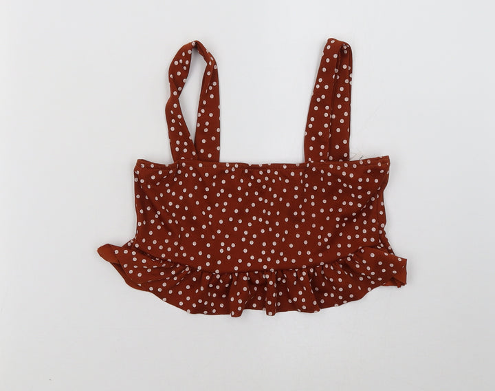 Missguided Womens Brown Polka Dot  Cropped Tank Size 6