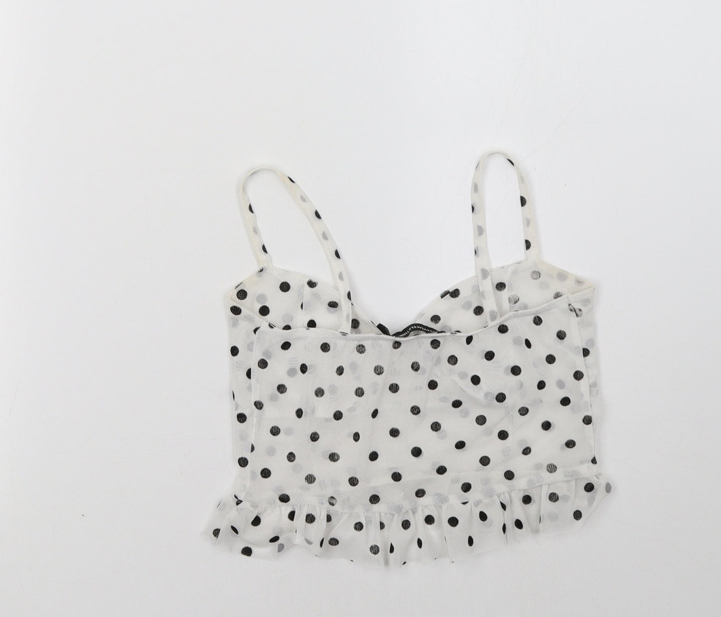 PRETTYLITTLETHING Womens White Polka Dot  Cropped Tank Size 6