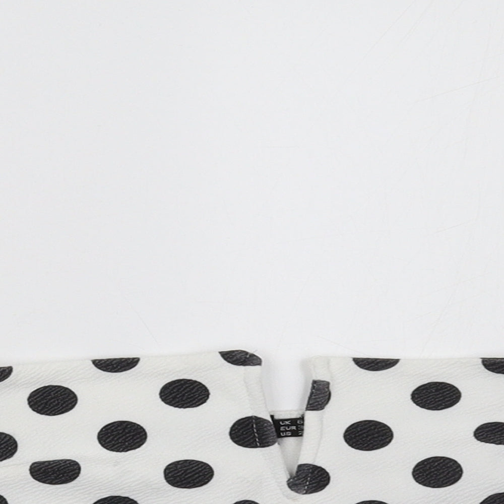PRETTYLITTLETHING Womens White Polka Dot  Cropped Tank Size 6