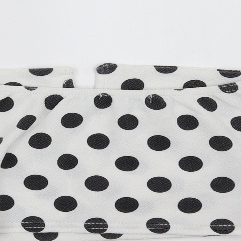 PRETTYLITTLETHING Womens White Polka Dot  Cropped Tank Size 6
