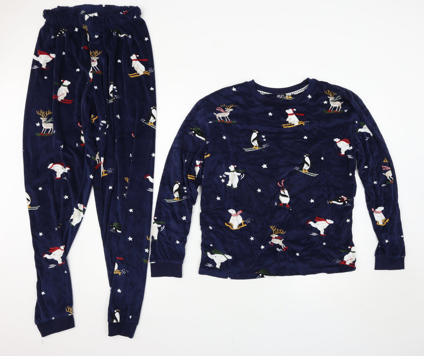 Primark Womens Blue Solid  Top Pyjama Set Size S