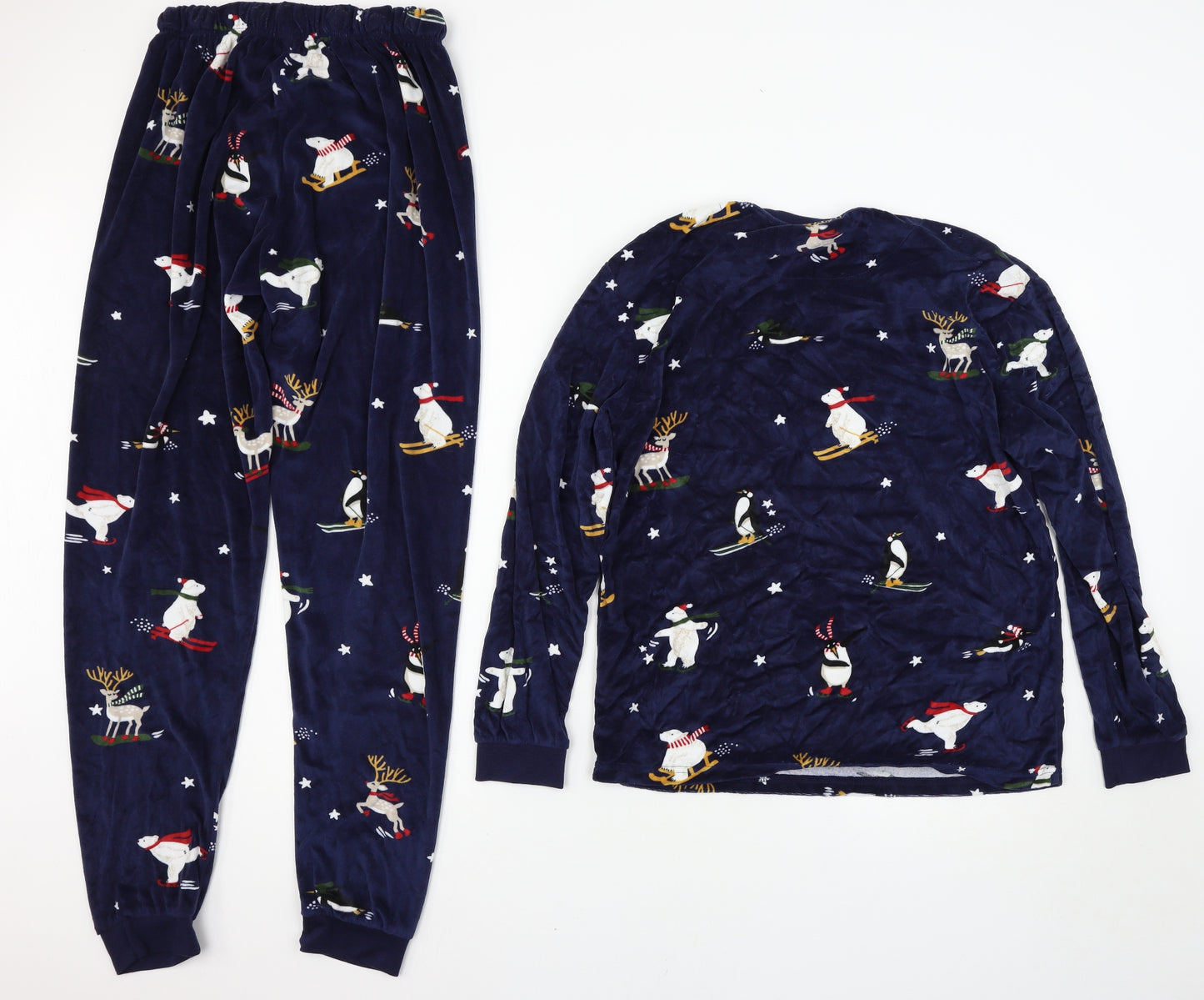 Primark Womens Blue Solid  Top Pyjama Set Size S
