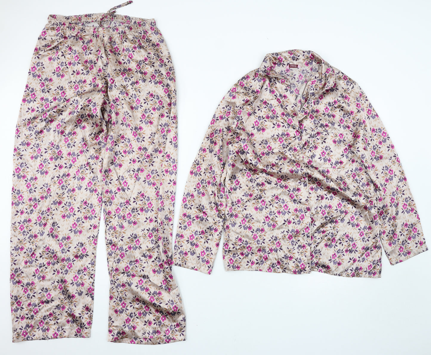 Camille Womens Multicoloured Floral  Top Pyjama Set Size 12
