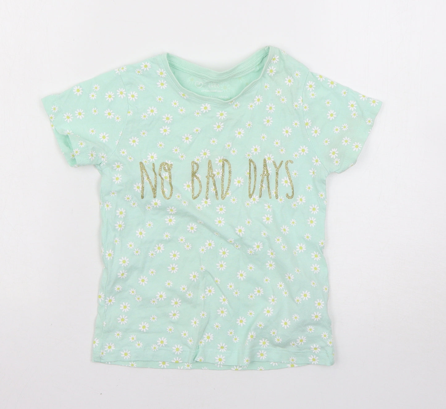Primark Girls Blue Floral  Basic T-Shirt Size 6-7 Years