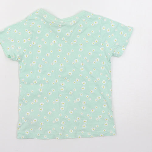Primark Girls Blue Floral  Basic T-Shirt Size 6-7 Years