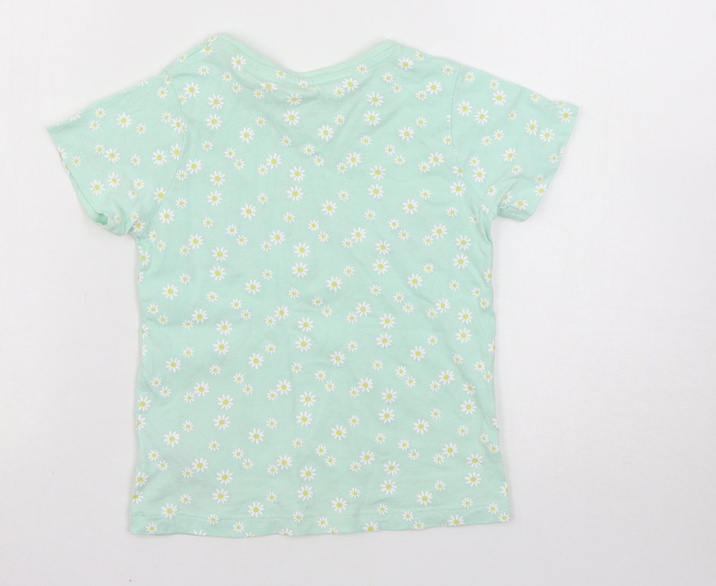 Primark Girls Blue Floral  Basic T-Shirt Size 6-7 Years