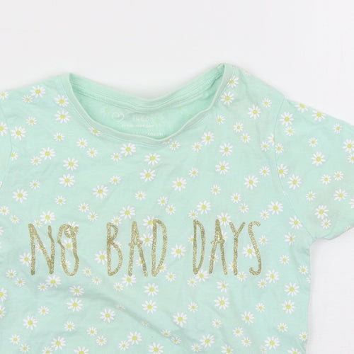 Primark Girls Blue Floral  Basic T-Shirt Size 6-7 Years
